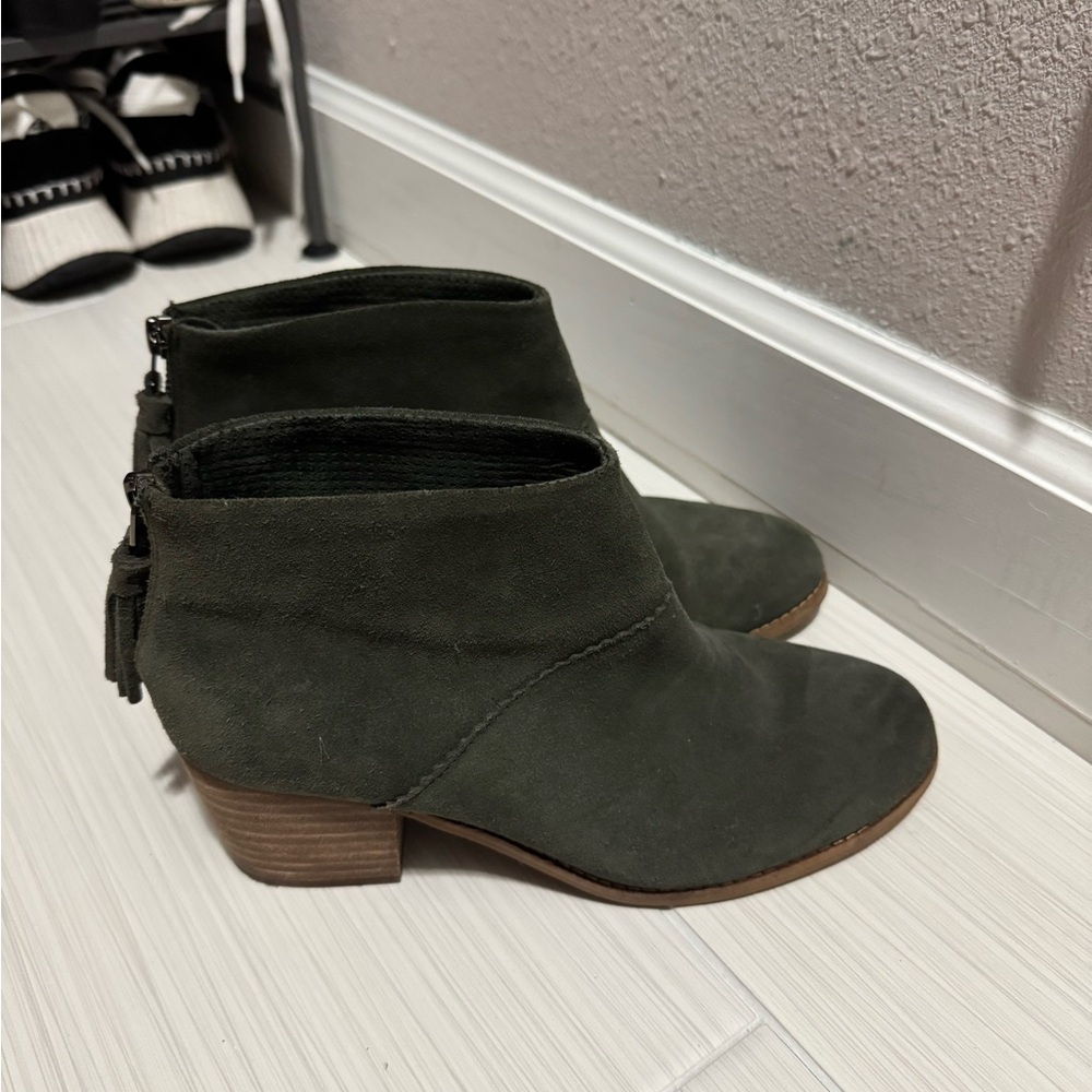 Olive Green Suede Ankle Boots